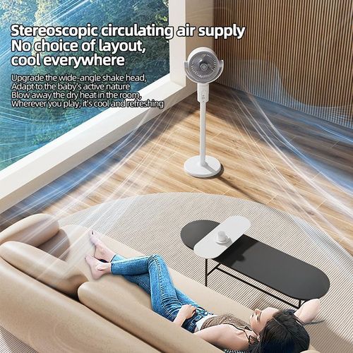 Generic Ventilateur de sol électrique portable – 5 modes, minuterie 8h, télécommande et alimentation USB