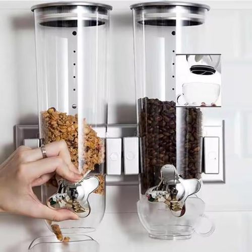 product_image_name-Generic-Distributeur de Céréales et Grains Double – 2 Cylindres de Distribution Transparents – Système Mural Gain de Place – Conservation Hermétique & Dosage Facile – Design Moderne pour Cuisine-1