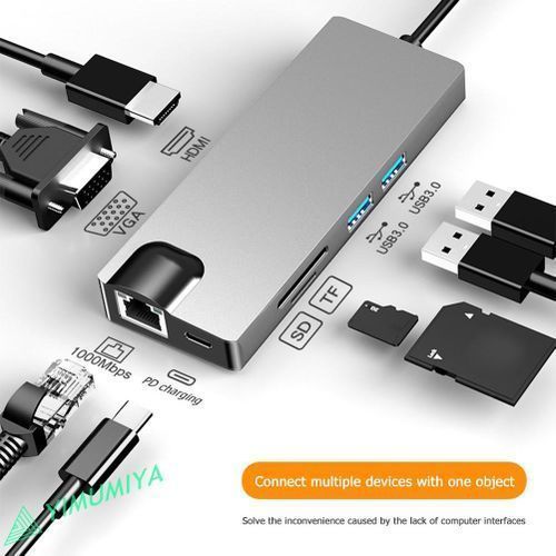 4 En 1 Type C Vers HDMI 4K + Gigabit Ethernet RJ45 1000 Mbps + USB3.0 HUB -  KOTECH