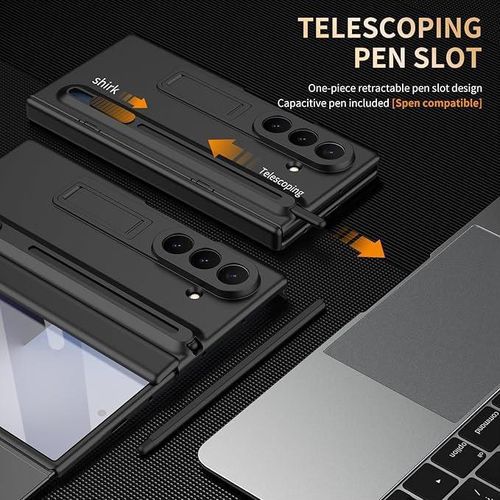 Generic Etui a Rabat Compatible Samsung Galaxy Z Fold 4 avec Stylet S intégrée - NOIR - image 3