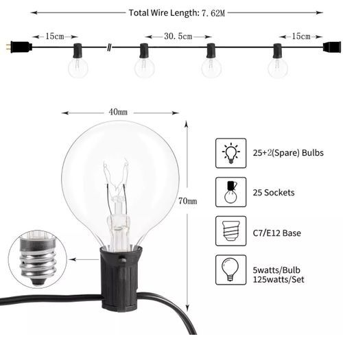 De 25 Ampoules LED De Rechange C7 De Noël Lumière Bleue