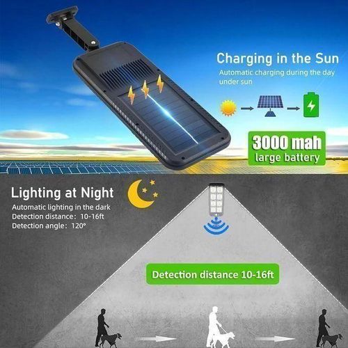 product_image_name-Generic-Deux Puissant Lampadaire Solaire Télécommandé à Induction - Noir 100W-5