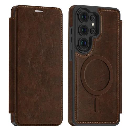 Generic Coque Samsung S24 ultra marron rabat mag
