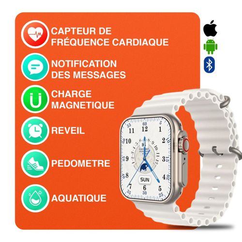 ACC Montre Intelligente Ultrasmart Watch 8 KD99 Compteur De Pas Hryfine  Blanc - Prix pas cher