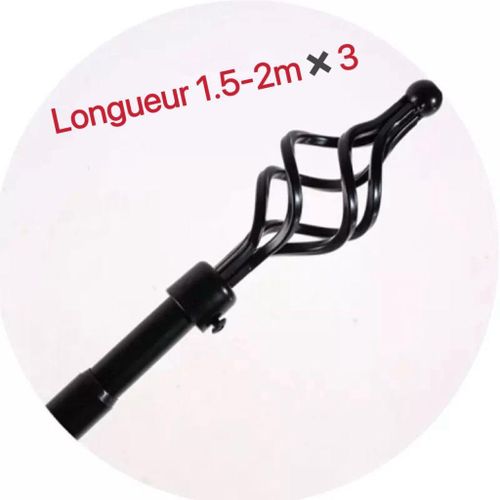 Belle Lot De 3 Tringles à Rideaux Extensible 1.5m a 2m noir