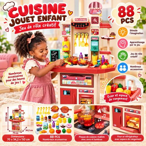 Generic Grand kit cuisine 88 pièces avec accessoires pour enfant - image 4