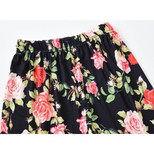 product_image_name-JOMAKE-2-9Y Leggings pour enfants, respirant, base noire avec grand motif floral-3