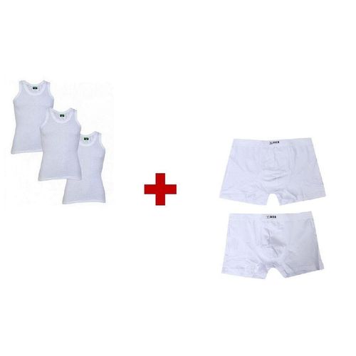 Generic Lot de 3 Débardeurs Blanc 100% Coton + 2 Chocotos Boxers