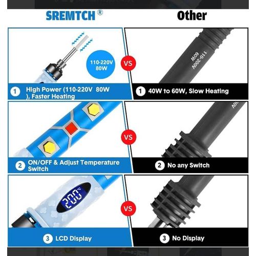 product_image_name-Generic-Complete Kit de fer à souder électronique - Pistolet à souder numérique LCD 80 W avec interrupteur marche/arrêt, température réglable et chauffage rapide, conception thermostatique, outil de soudage-3