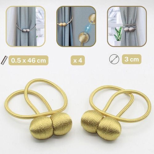 Generic 2 Attache Rideau Magnétique Double Boule - image 4
