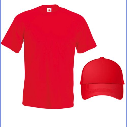 Fashion T-Shirt Coton + Casquette Rouge - Prix pas cher