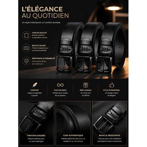 Generic Lot de 3 Ceintures Classiques - image 3