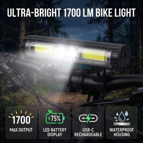 Generic Lampes De Vélo LED à aimant rechargeable USB C 1700LM - image 6