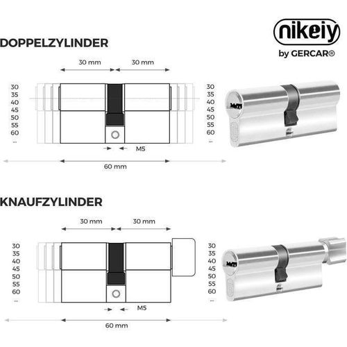 Generic Cylindre de serrure profile - Avec 5 clé - Longueur :40 mm QLTE ABS - image 7