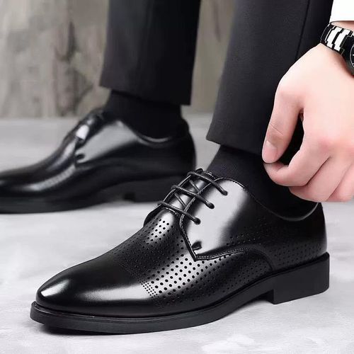 GALUIN Chaussures en cuir noir pour hommes d'affaires cadres.