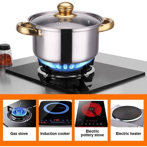 product_image_name-Generic-Ensemble de 10 pièces de batterie de cuisine, marmite à soupe en acier inoxydable à double poignée de couleur dorée, convient aux cuisines domestiques et aux plaques à induction - bleu foncé.-4