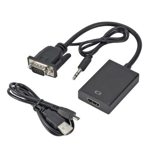 Câble optique noir compatible HDMI vers VGA 1.8 P HD, 1080 M, avec  adaptateur Audio vers VGA - Cdiscount Informatique