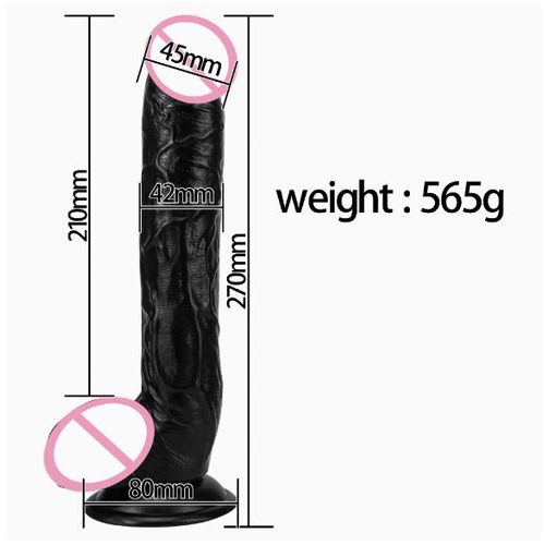 Generic Gode 11 pouces super long avec ventouse plug anal flexible pour couples – noir