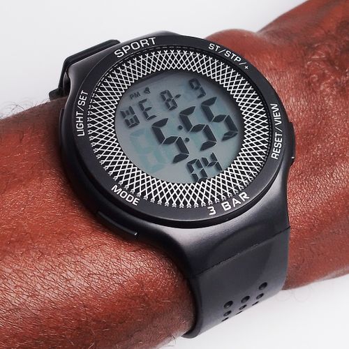 Fashion Montre Sport Noire Imperméable - Prix pas cher