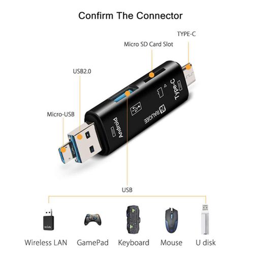 Acheter Téléphone portable, lecteur de carte d'ordinateur, carte mémoire,  disque U, carte SD, conversion multifonction de carte TF, avec type-c, USB,  Micro Interface