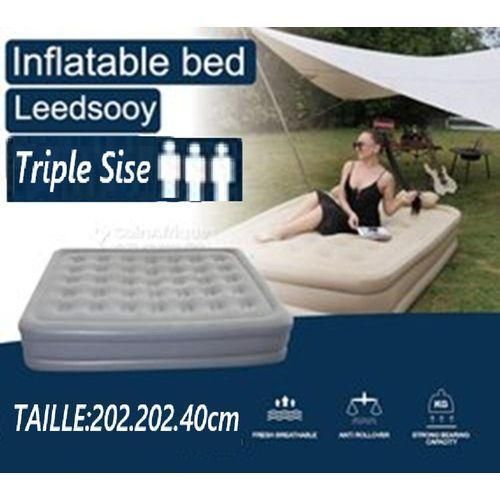 Generic Matelas Gonflable 3 Places Confort, 202x202x40 cm - Grand Format