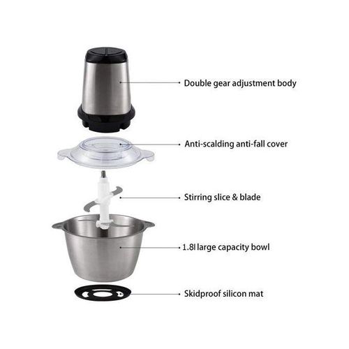 product_image_name-Generic-Hachoir à Viande électrique Domestique En Acier Inoxydable 2L, Machine De Cuisson De Cuisine-Argent-3