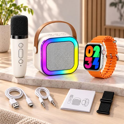 Generic  Kit 7 en 1 Montre Connectée + Enceinte Bluetooth + Microphone Sans Fil - image 2