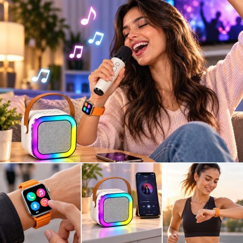 Generic  Kit 7 en 1 Montre Connectée + Enceinte Bluetooth + Microphone Sans Fil - image 3