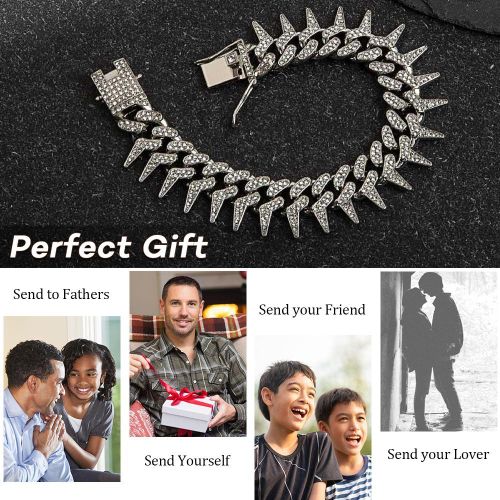 product_image_name-ARHANORY-Colliers à forme de peigne barbelé cubain rap - 50cm-4