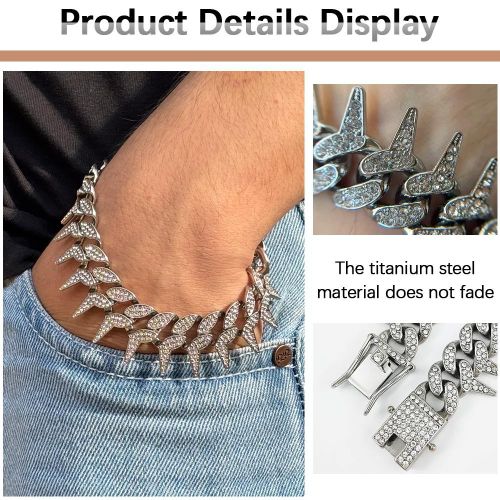 product_image_name-ARHANORY-Colliers à forme de peigne barbelé cubain rap - 50cm-8