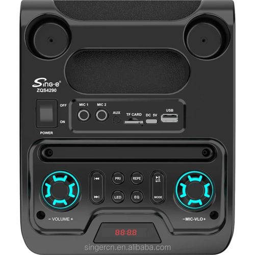 Generic Enceinte Karaoké Bluetooth avec 2 Microphones, Télécommande et Éclairage LED - image 4