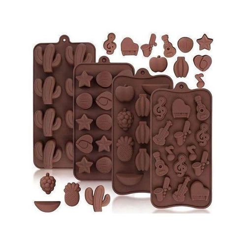 Generic Lot de 6 moules à chocolat en silicone Multiforme couleur marron