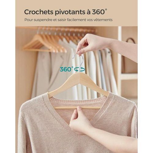 Generic Lot de 10 cintres en bois Rotatif - image 3