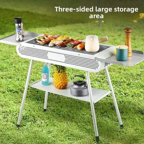 Generic Barbecue à charbon sur pieds avec tablettes de rangement - image 2