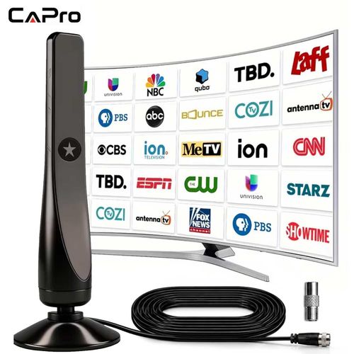 CAPro Antenne TV TNT Numérique Intérieure avec Câble 3 m et Base à Ventouse