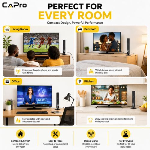 CAPro Antenne TV TNT Numérique Intérieure avec Câble 3 m et Base à Ventouse - image 6