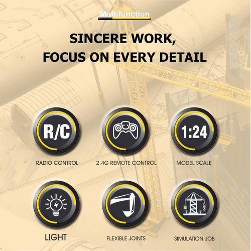 product_image_name-Generic-Excavatrice Télécommandée Pour Enfants, Modèle De Simulation 1:24 Jouet De Véhicule D'ingénierie-5