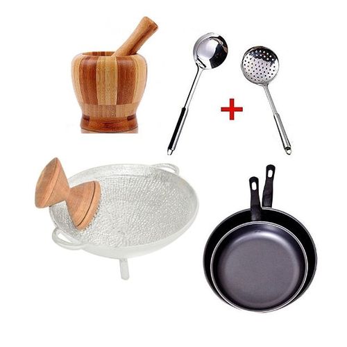 product_image_name-Generic-Mini Mortier + Talier + Lot De 2 Ustensiles De Cuisine + 2 Poêles + 1 Pilons-1