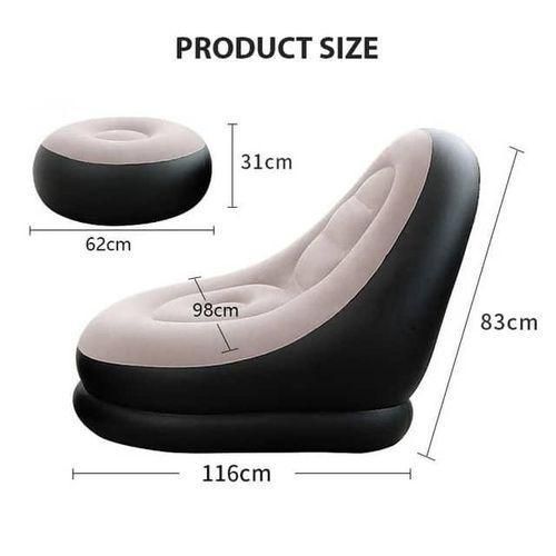 Generic Fauteuil Gonflable + Pouf En Mousse Confortable - image 3