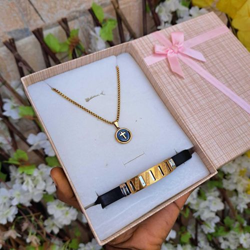 product_image_name-Fashion-Bijoux chaîne homme croix Doré 2en1 chaîne et bracelet pendentif ensemble bijoux accessoire homme inox luxe mode stylé garçon cadeau Homme coffret cadeau anniversaire homme fête pères Saint Valentin Mariage amour cœur -1