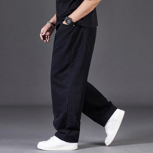product_image_name-Fashion-Jeans Grande Taille pour Hommes, Jeans Droits à Jambes Larges, Pantalons Longs Amples et Décontractés-3