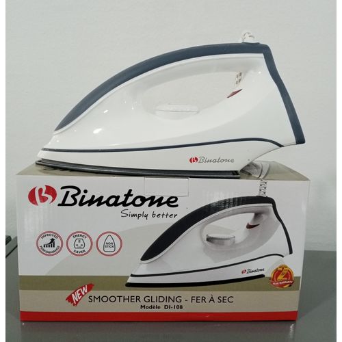 Fer à repasser électrique Binatone DI-108 - 1100W - Blanc et gris