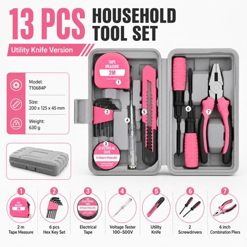 Generic Jeu d outils ménagers 13 pièces avec pince et boîtier