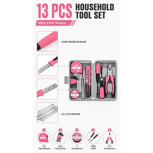 Generic Jeu d outils ménagers 13 pièces avec pince et boîtier - image 5
