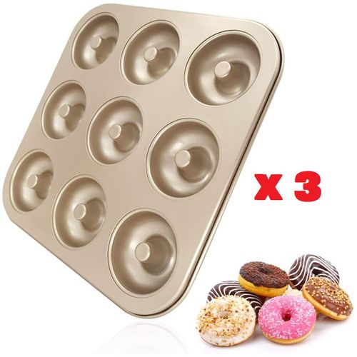 Generic Lot De 3 - Moules à Gâteau Donuts 9 Cavités Lisses - Prix