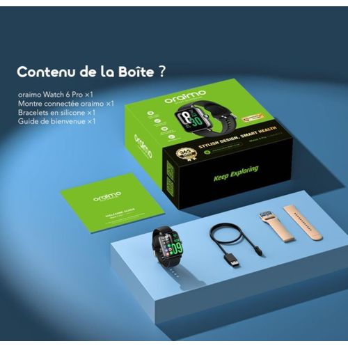 Oraimo Watch 6 Pro Montre Connectée 1,69" à Ècran Tactile Complet - image 6
