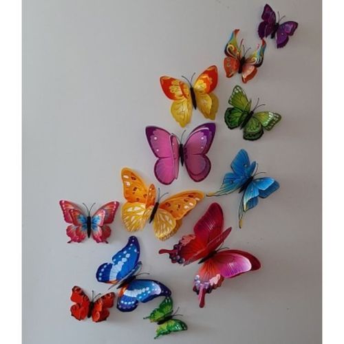 Generic Lot De 12 Papillons Magnétiques 3D Colorés Autocollants Mural  Aimant - Prix pas cher