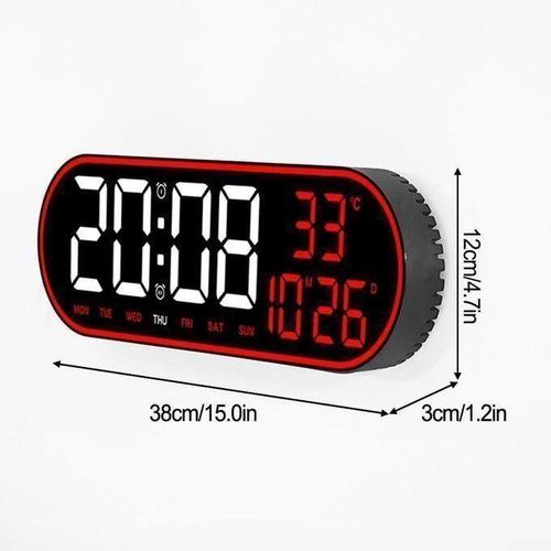 product_image_name-Generic-Réveil Avec Grand écran LED, Horloge Murale, Affichage 12/24 Heures, 5 Luminosités Réglables, Maison, Ferme, Bureau-5