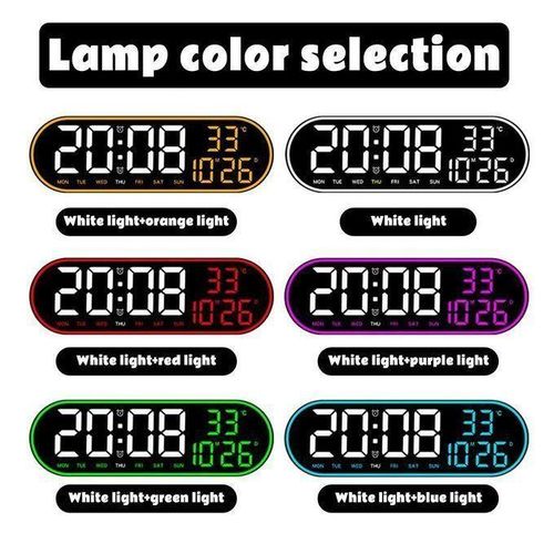 product_image_name-Generic-Réveil Avec Grand écran LED, Horloge Murale, Affichage 12/24 Heures, 5 Luminosités Réglables, Maison, Ferme, Bureau-6