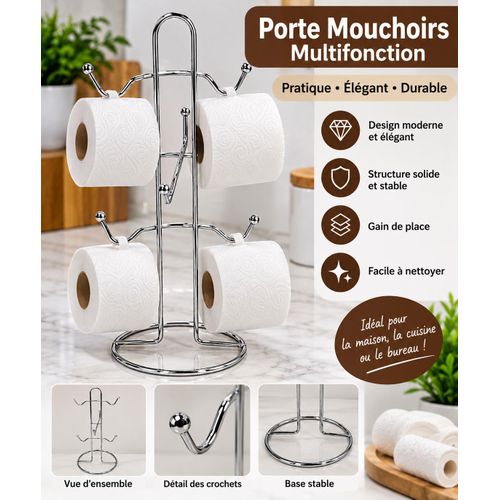 Generic Porte Mouchoirs Multifonction – Support 4 Rouleaux – Design Élégant et Stable
